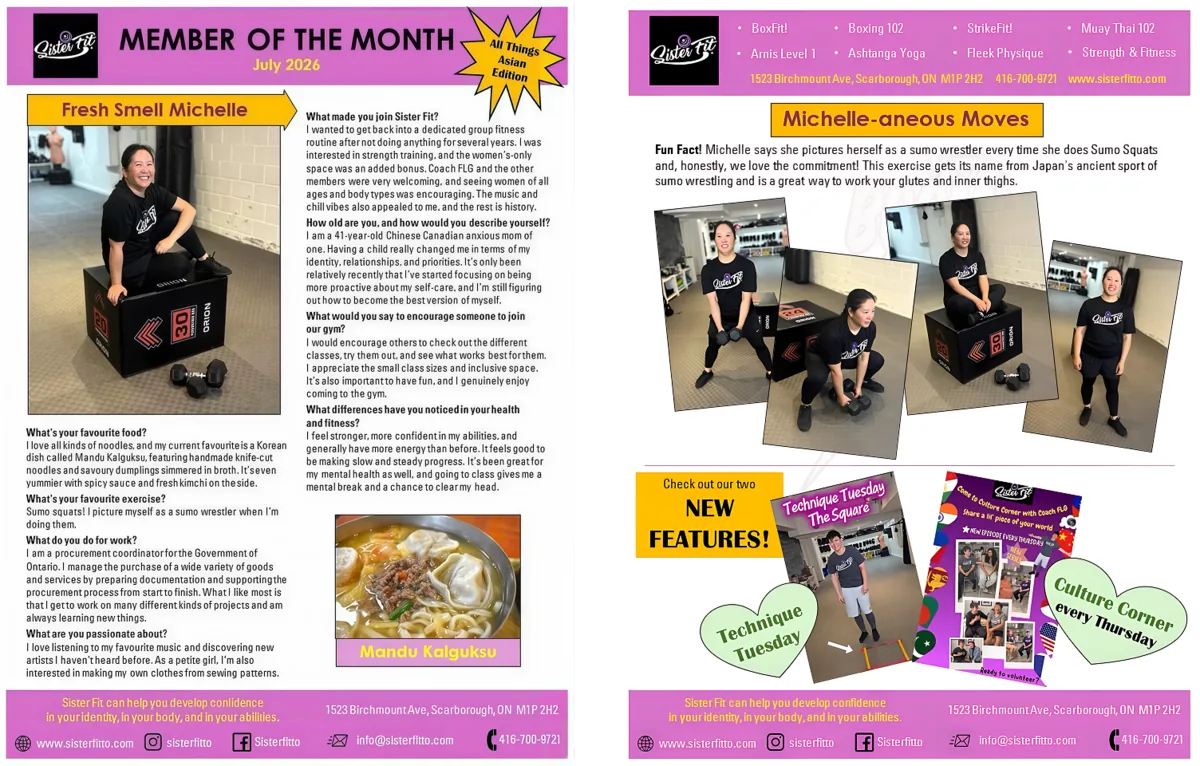 Sister Fit Member of the Month, July 2026